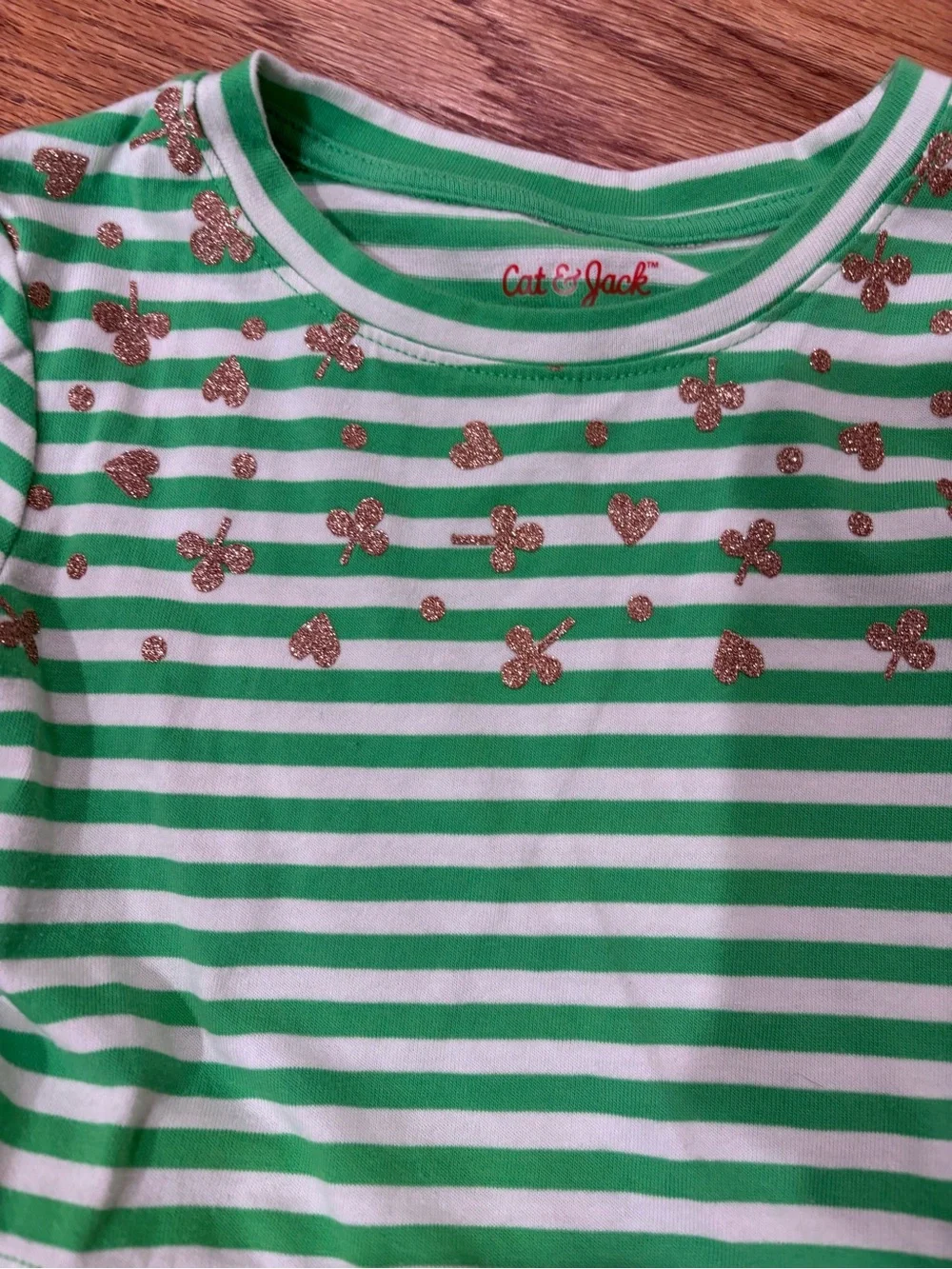 Cat & Jack Green Striped Top with Solid Green Tulle Skirt Dress